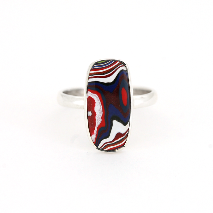 Fordite and silver ring