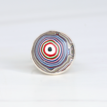 Round Silver and Fordite Ring