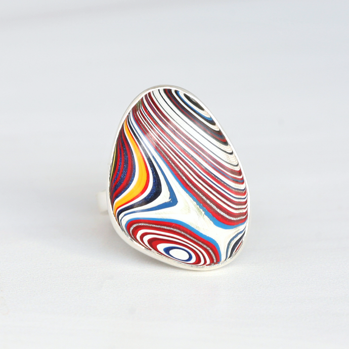 Free Form Fordite Silver Ring