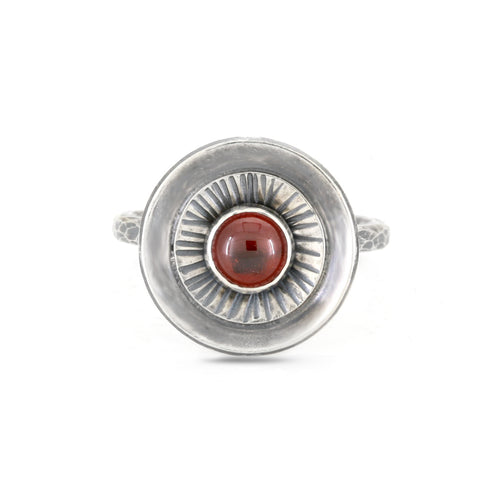 Garnet and Silver Starburst Ring