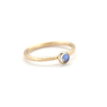 Hammered 14k gold and rainbow moonstone stacking ring