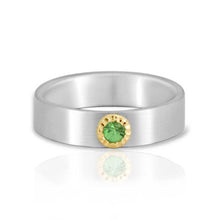 18k Gold and Silver and Tsavorite Ring