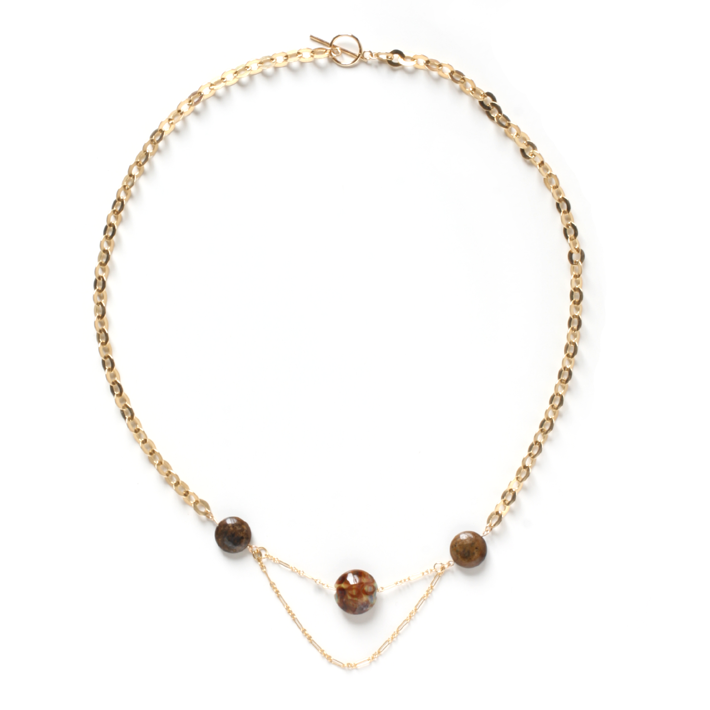 Catalina Nightime - Raw Umber Glass and 14k Gold-Filled One-of-a-Kind  - Ann Friedman Collection