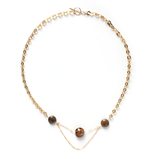 Catalina Nightime - Raw Umber Glass and 14k Gold-Filled One-of-a-Kind  - Ann Friedman Collection