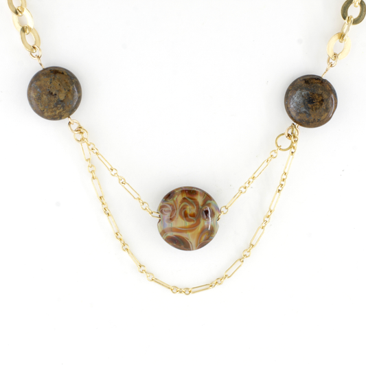 Catalina Nightime - Raw Umber Glass and 14k Gold-Filled One-of-a-Kind - Ann Friedman Collection