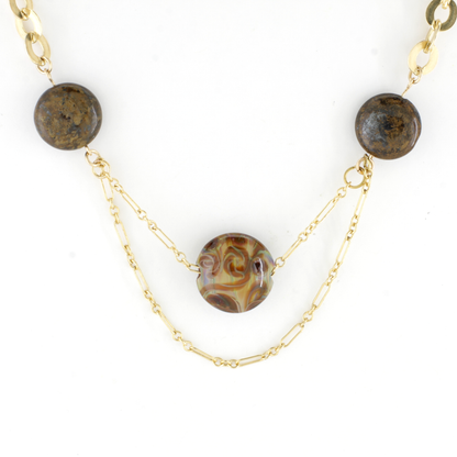 Catalina Nightime - Raw Umber Glass and 14k Gold-Filled One-of-a-Kind  - Ann Friedman Collection