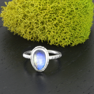 Sterling silver and rainbow moonstone Ring