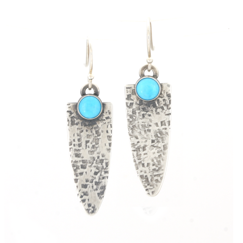 Textured Silver and Turquoise Earrings