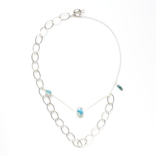 Morning Sky - Handblown Glass and Sterling Silver Statement Necklace - Ann Friedman Collection