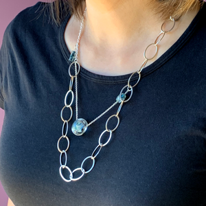 Morning Sky - Handblown Glass and Sterling Silver Statement Necklace - Ann Friedman Collection