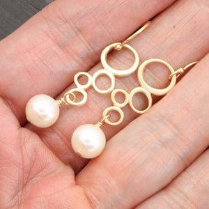 Gold Vermeil Bubble Pearl Earrings