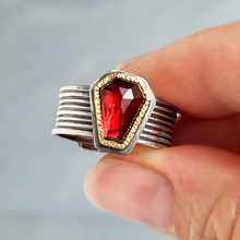 18k Gold and Silver Garnet Statement Ring