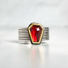 18k Gold and Silver Garnet Statement Ring