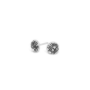 Modern Round Abstract Silver Stud Earrings