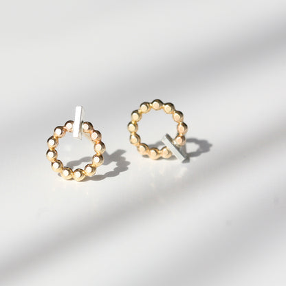 Mixed Gold filled silver Power Button Post Earrings
