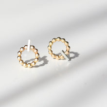 14k Gold-filled Round Beaded Post Earring Studs - LITTLE DROPS Power Button