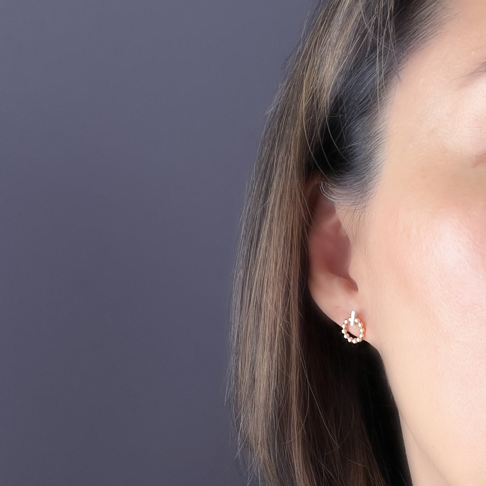 Mixed Gold filled silver Power Button Stud Earrings