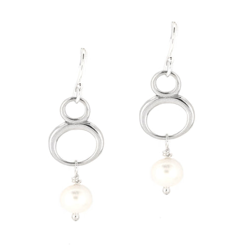 Modern Circle and Pearl earrings