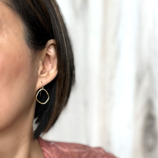Small Organic Shape Hoop Earrings in 14k Gold-filled or Silver - WOBBLY