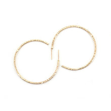 14k Yellow Gold Filled Open End Large Textured Hoop Post Earrings