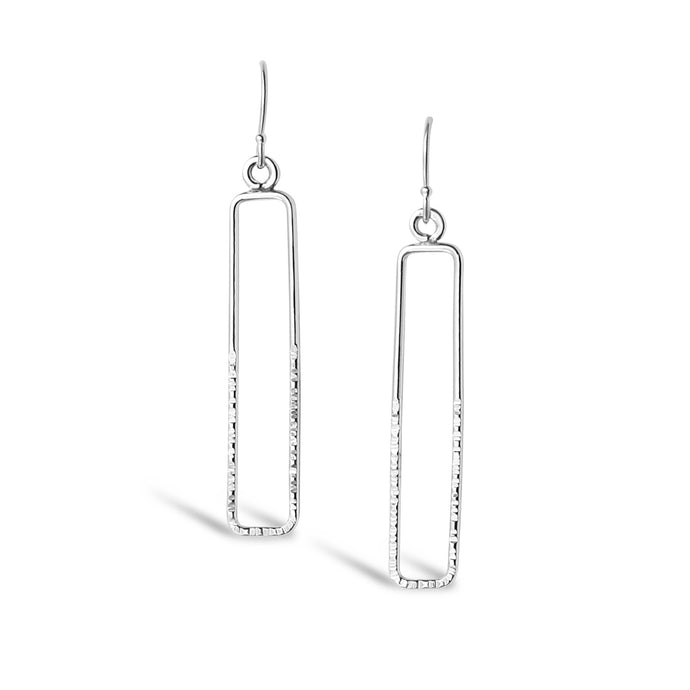 Silver Rectangle Dangle Earrings