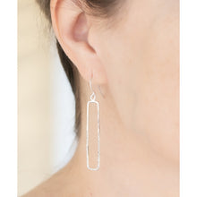 Rectangular Ripple Hoop Earrings on Model