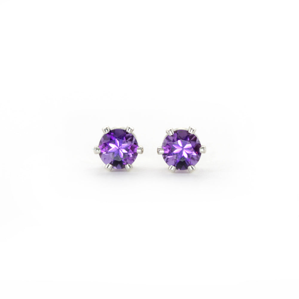 Amethyst and Sterling Silver Post Earrings