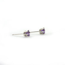 Amethyst and Sterling Silver Post Earrings