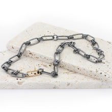 Handmade Hammered Elongated Heavy Chain - Mixed Silver and Gold-Filled