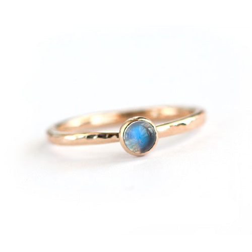 14k gold and rainbow moonstone ring