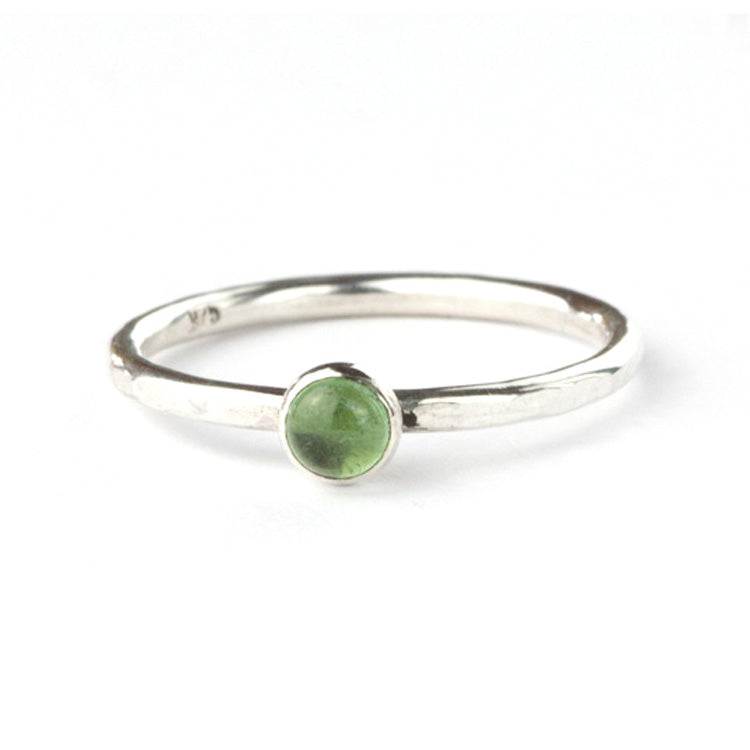 Green-Tourmaline-and-Silver-Ring-Stackable