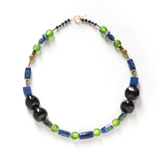 Spirituality - Kukui Nuts, Lapis, Glass Beads, and 14k Gold-Filled Necklace - Ann Friedman Collection