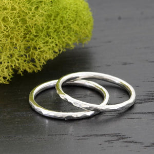 Bright Hammered Sterling Silver Ring