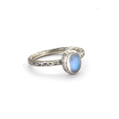 Hammered-sterling-silver-rainbow-moonstone-wedding-ring