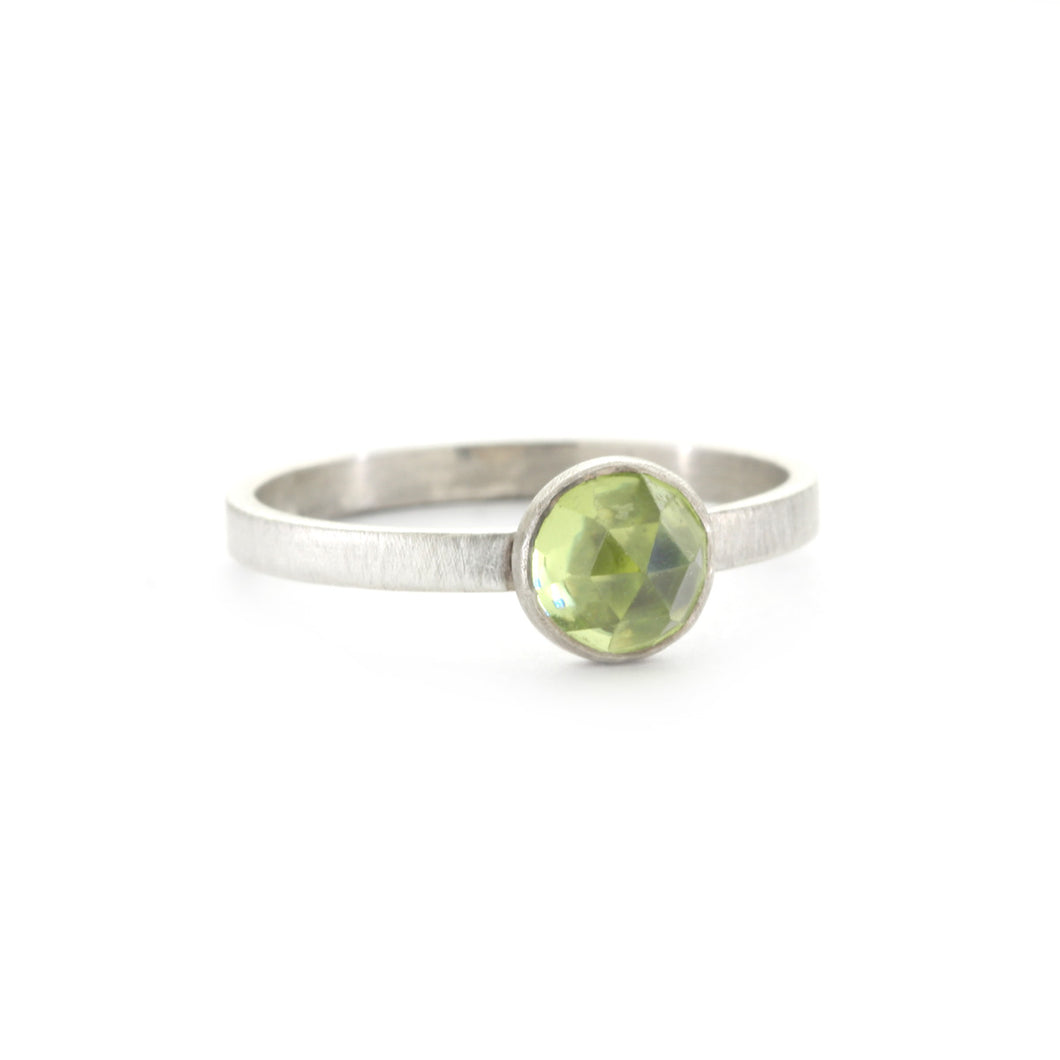 Sterling Silver and Faceted Peridot Ring