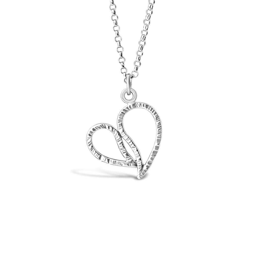 Paisley Textured Heart Pendant Necklace