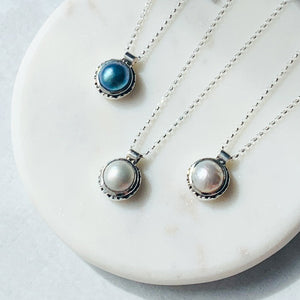 Modern Edgy Small Mabe Pearl Pendant Necklace