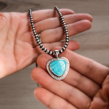 Kingman Turquoise Pendant with Navajo Pearl Necklace - EMMA