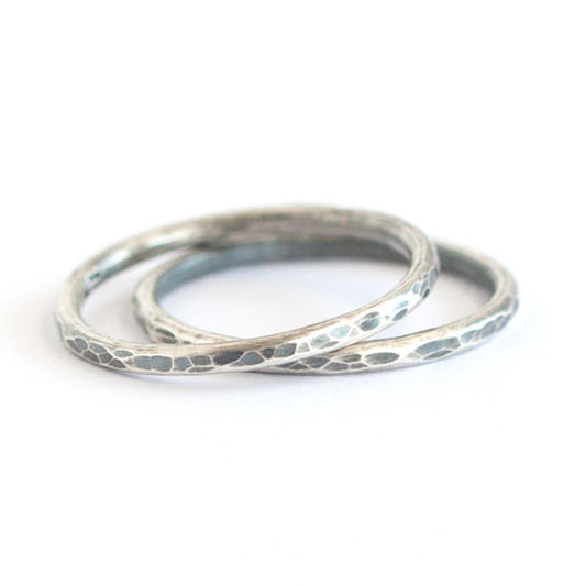 Oxidized Hammered Sterling Silver Ring