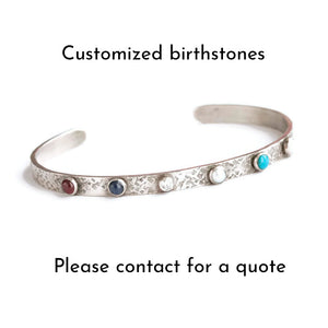 Multi-Stone-Birthstone-Silver-Cuff-Bracelet