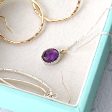 Mixed silver and 14k gold amethyst pendent necklace