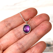 Mixed silver and 14k gold amethyst pendent necklace