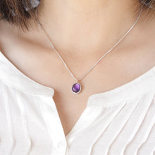 Rose cut amethyst necklace pendant with 14k gold accent