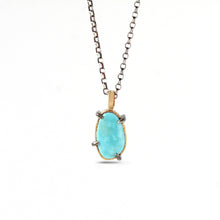 14k yellow gold and Bisbee turquoise pendant necklace