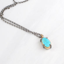 Mixed Silver and 14k gold turquoise freeform pendant necklace