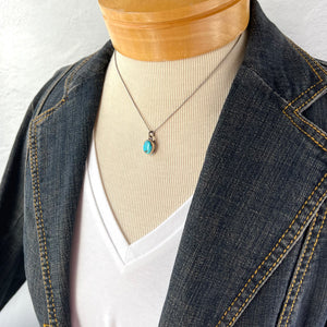 Free form Kingman Turquoise gold and silver pendant necklace