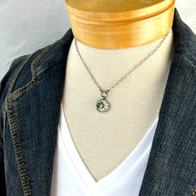 14k Gold and Silver Green Tourmaline Pendant Necklace