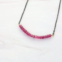 Faceted Pink tourmaline beads and oxidized sterling silver necklace