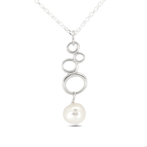 Silver Bubbles and Pearls Necklace