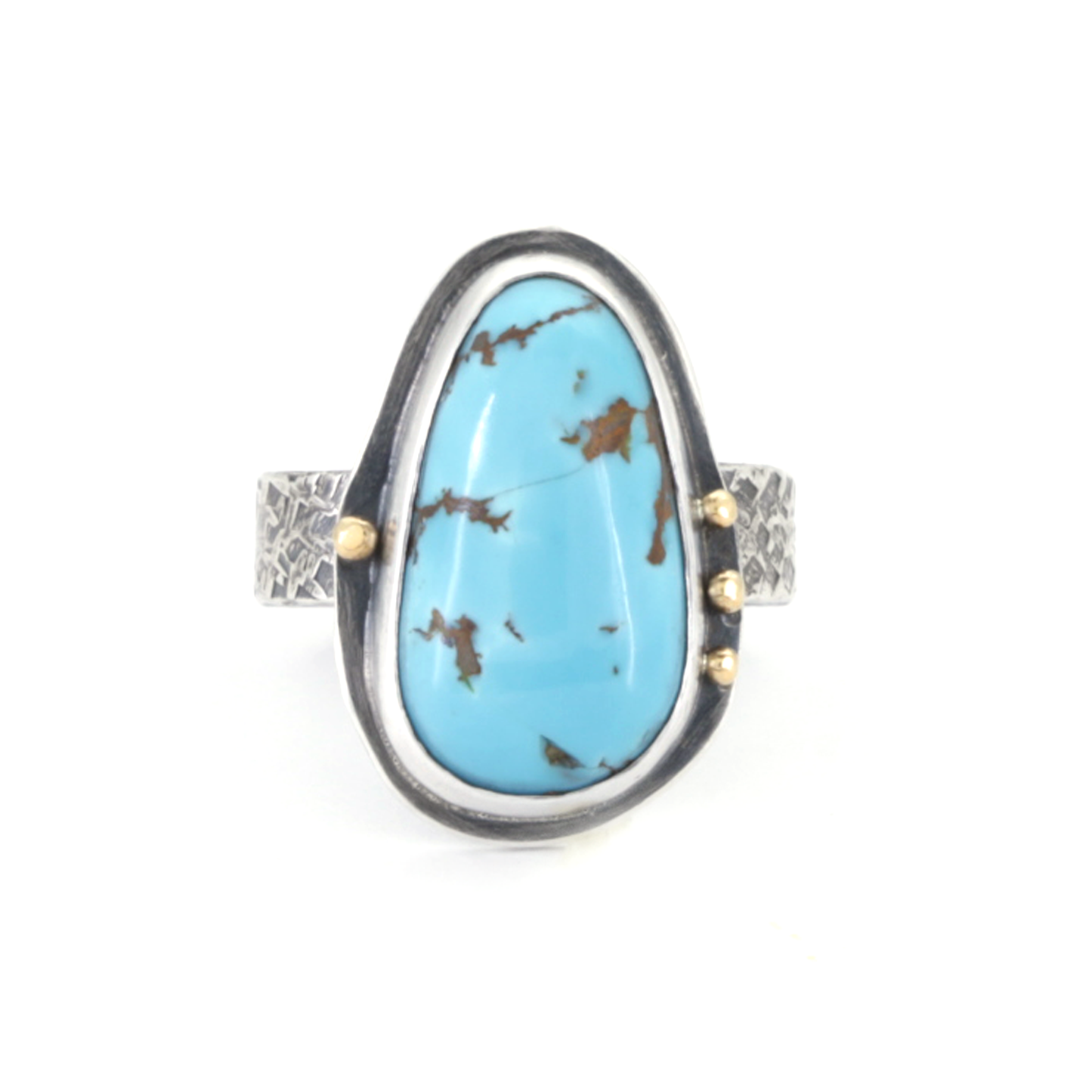 Turquoise Ring in Sterling Silver with 18k Gold